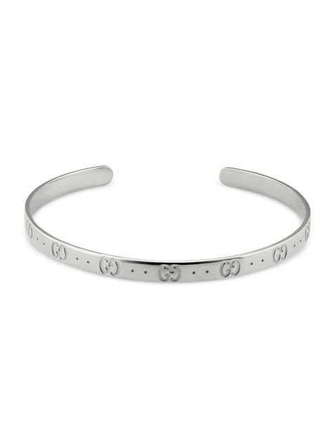 Bracciale Rigido Gucci Icon in Oro Bianco con Motivo .